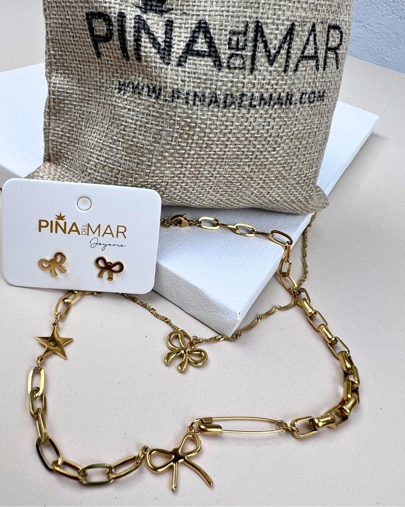 Set Collar y Aretes Bali Mujer / E-122S2434