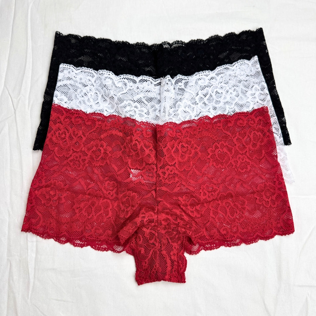 Panty Cachetero Encaje Pack x3 / Mujer Ref. E-025