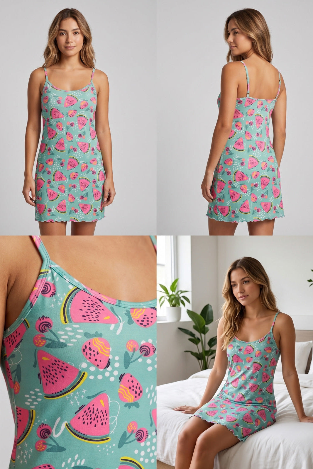 Pijama Batola en Tiras Estampada / Mujer E-5006