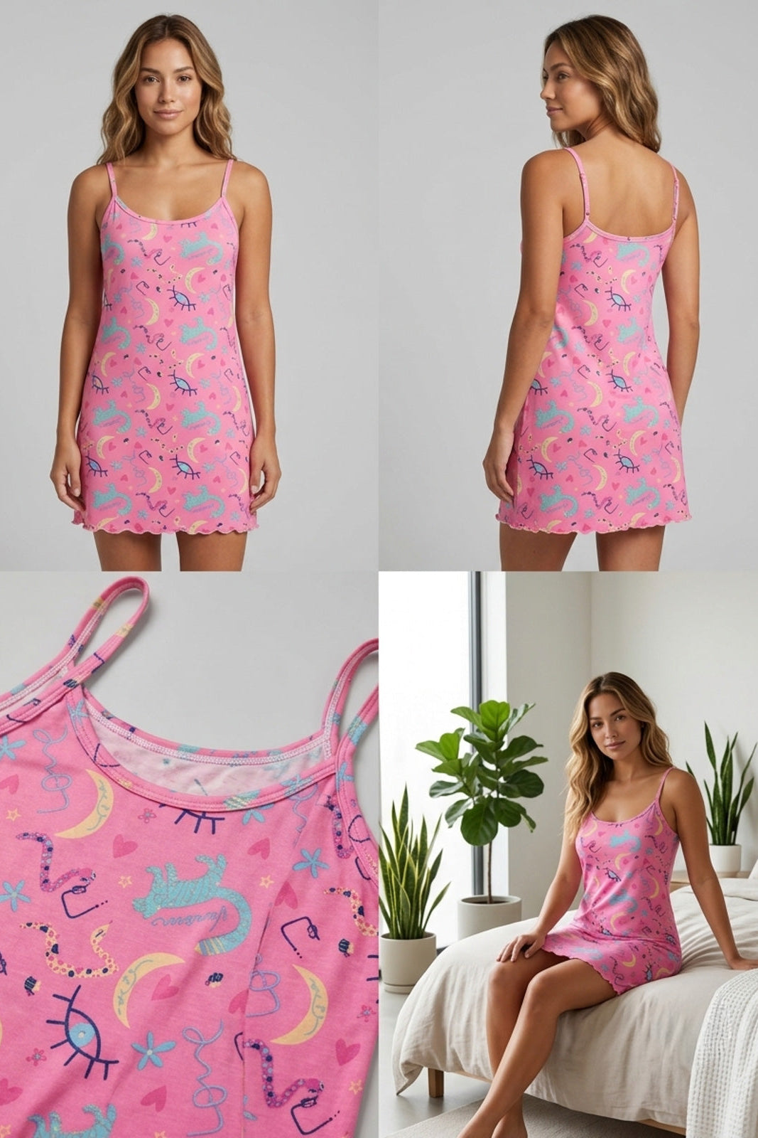 Pijama Batola en Tiras Estampada / Mujer E-5006