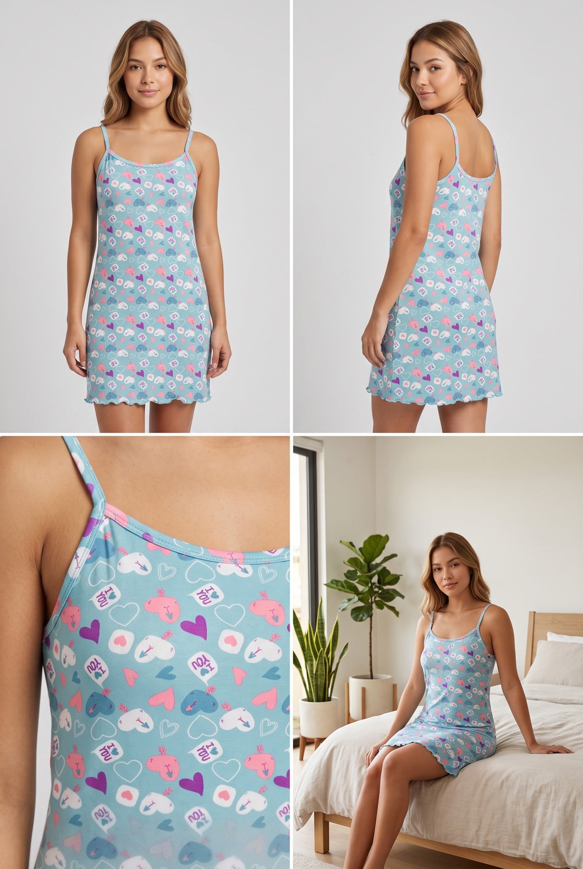 Pijama Batola en Tiras Estampada / Mujer E-5006