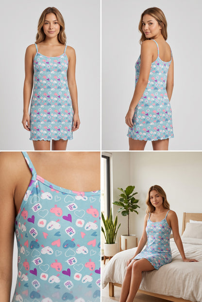 Pijama Batola en Tiras Estampada / Mujer E-5006