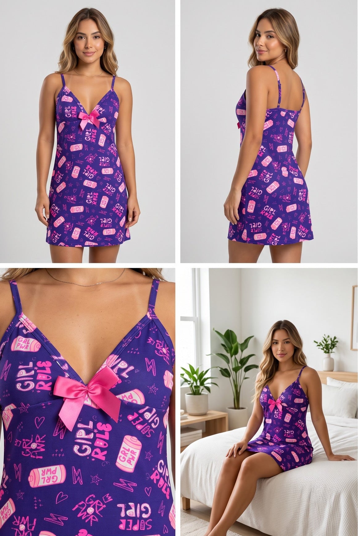 Pijama Batola en Tiras Estampada / Mujer E-5007
