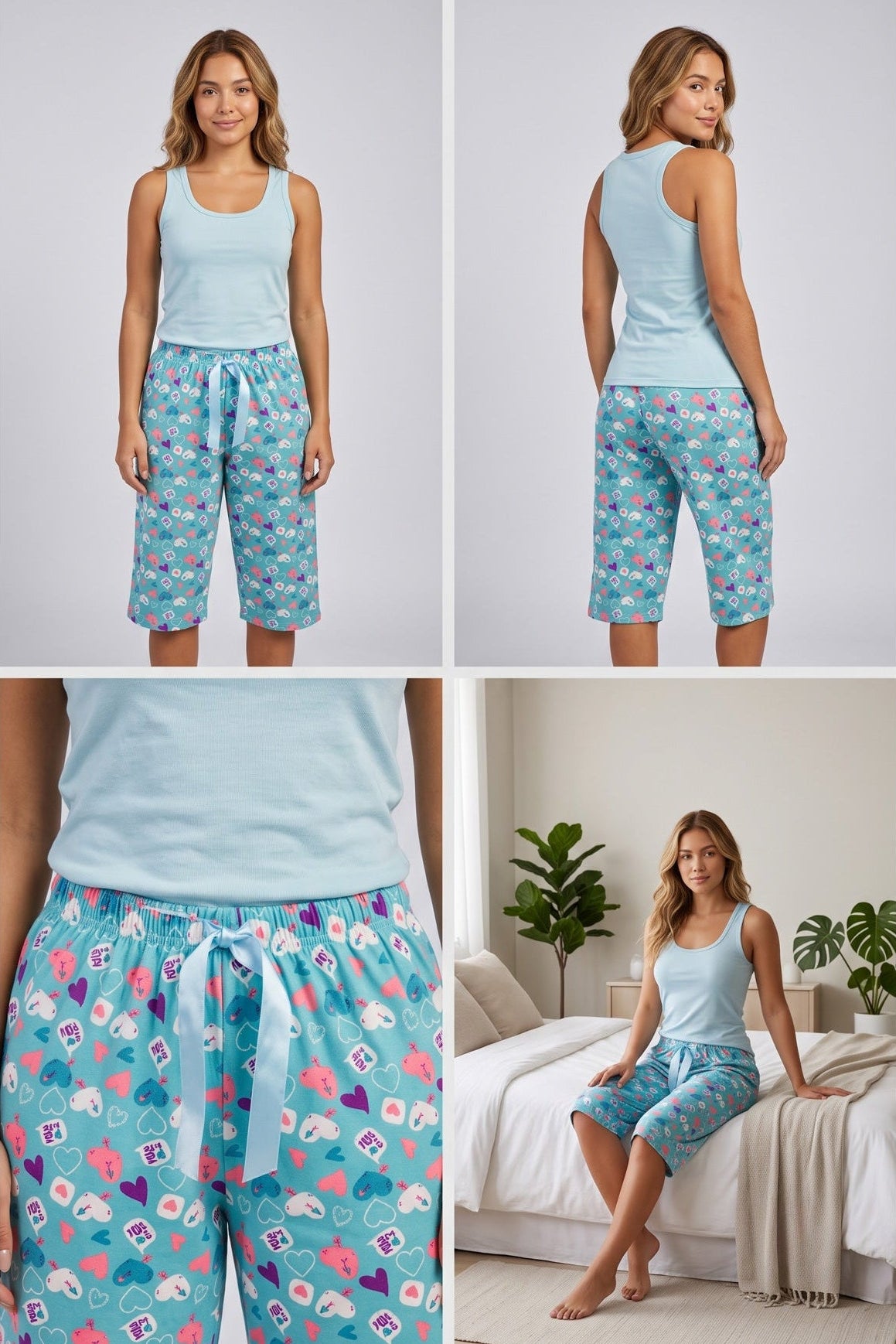 Pijama Set Blusa y Capri Mujer | Ref. 5008