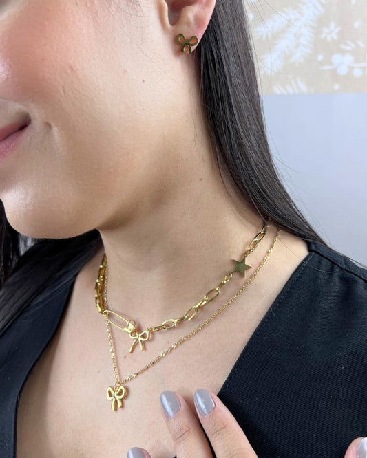 Set Collar y Aretes Bali Mujer / E-122S2434