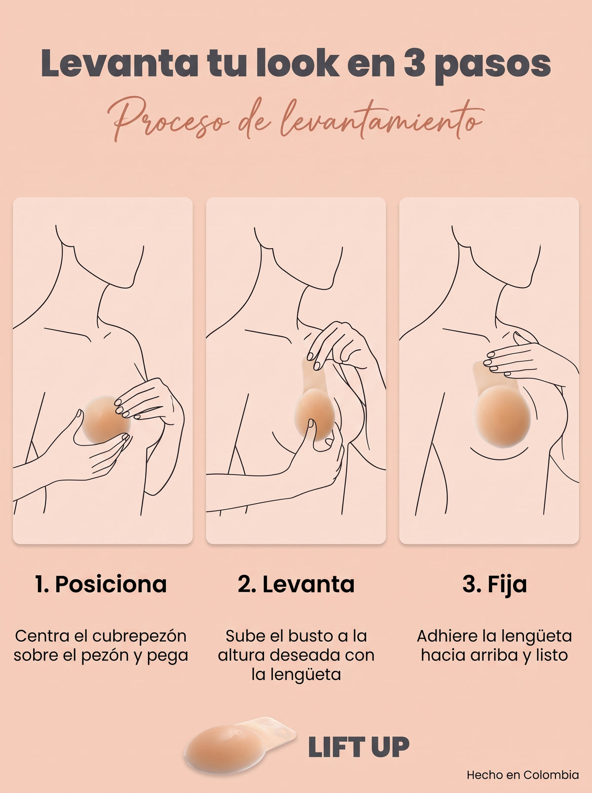 Cubrepezones Lift Up Levanta Busto de Silicona | Ref. PDM-80