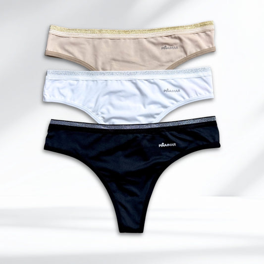 Tanga Brasilera en Nylon Pack x3 / Mujer E-2040