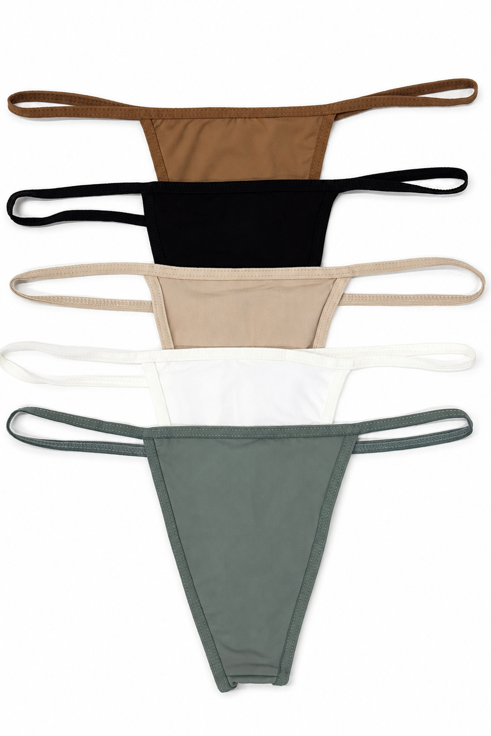 Pack x5 panties brasileras de tiras en nylon premium Ref. 52045, colores surtidos
