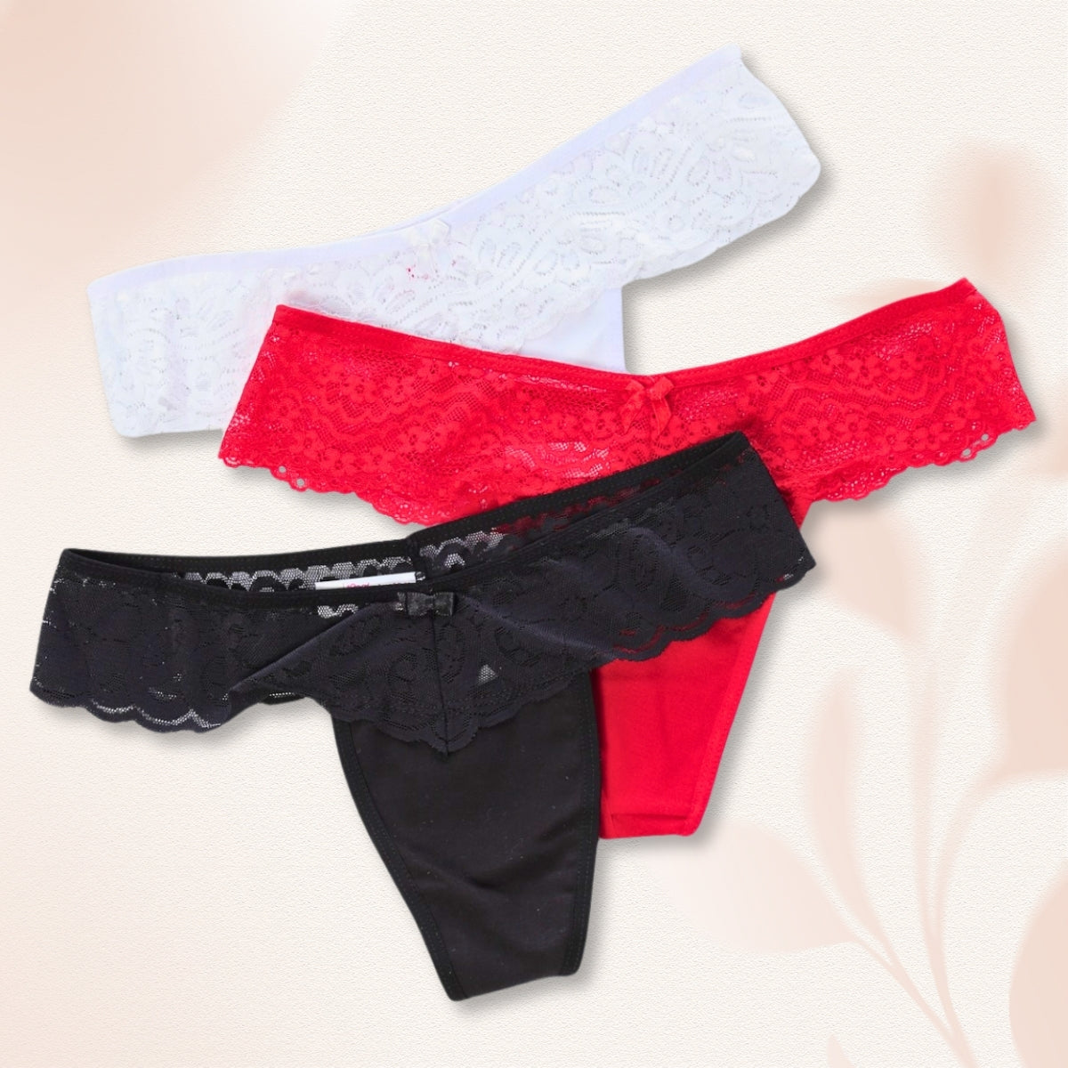 Panty Brasilera con Cintura en Encaje Pack x3 / Mujer Ref. E-2022 - Piña del Mar - Colombia